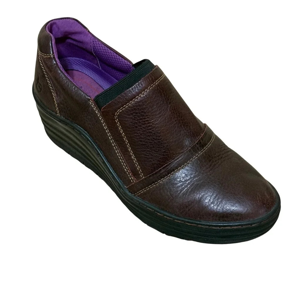 Bionica Women‎ Leather Slip On Wedge Shoes 10 M Brown Comfort Gorpcore 4506001